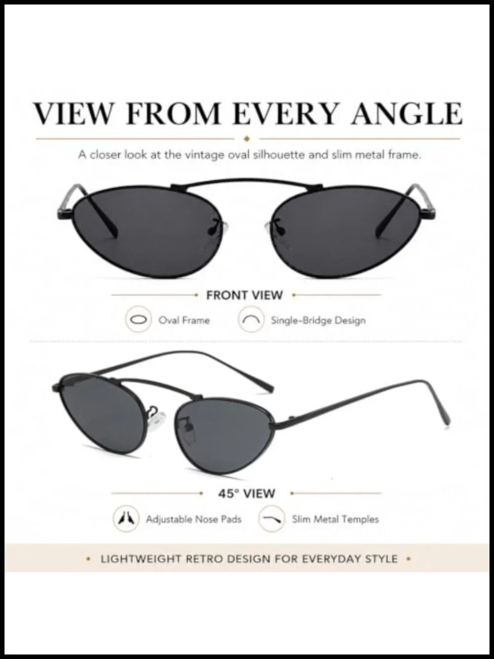 Retro Cat Eye Sunglasses UV400 Metal Frame